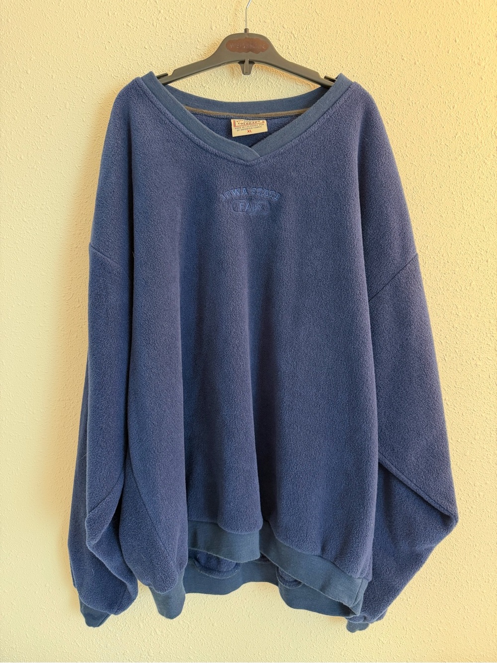 Vintage Iowa State Fair Relaxed Navy V-Neck Fleece Sweater